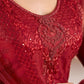 Salwar Suit Net Red Embroidered Salwar Kameez