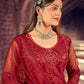 Salwar Suit Net Red Embroidered Salwar Kameez