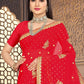 Trendy Saree Georgette Red Embroidered Saree