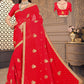 Trendy Saree Georgette Red Embroidered Saree