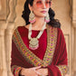 Straight Salwar Suit Velvet Red Embroidered Salwar Kameez