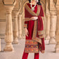 Straight Salwar Suit Velvet Red Embroidered Salwar Kameez