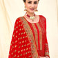 Pakistani Salwar Suit Georgette Red Embroidered Salwar Kameez