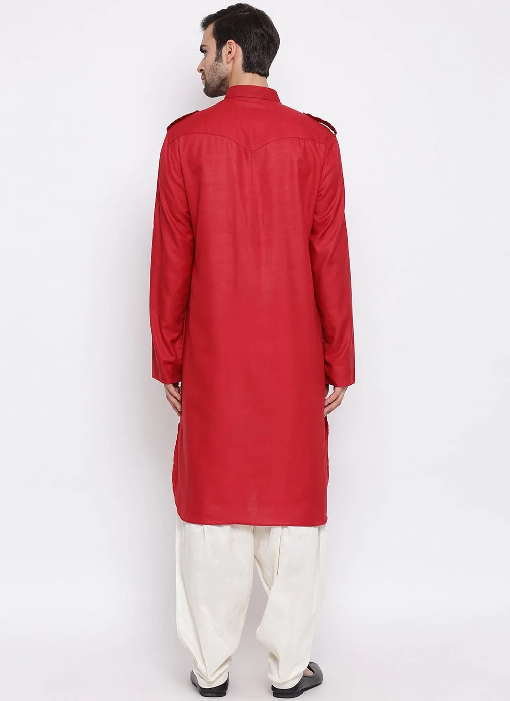 Kurta Pyjama Cotton Red Plain Mens