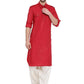 Kurta Pyjama Cotton Red Plain Mens