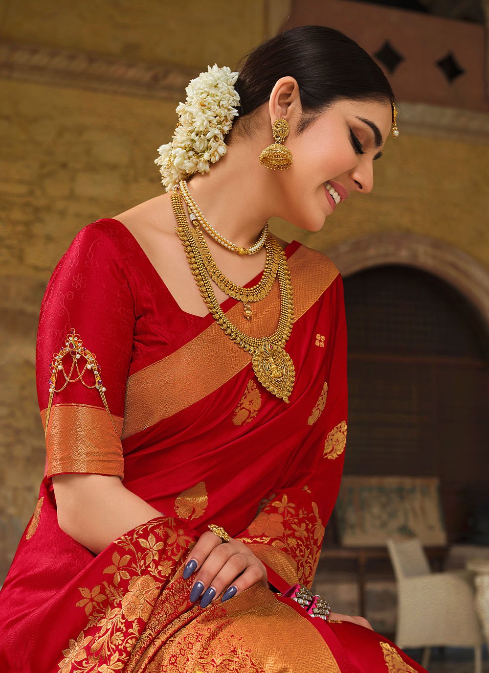 Trendy Saree Satin Silk Red Patch Border Saree