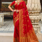 Trendy Saree Satin Silk Red Patch Border Saree