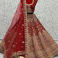 Lehenga Choli Velvet Red Diamond Lehenga Choli