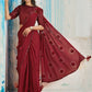 Trendy Saree Faux Crepe Red Fancy Work Saree