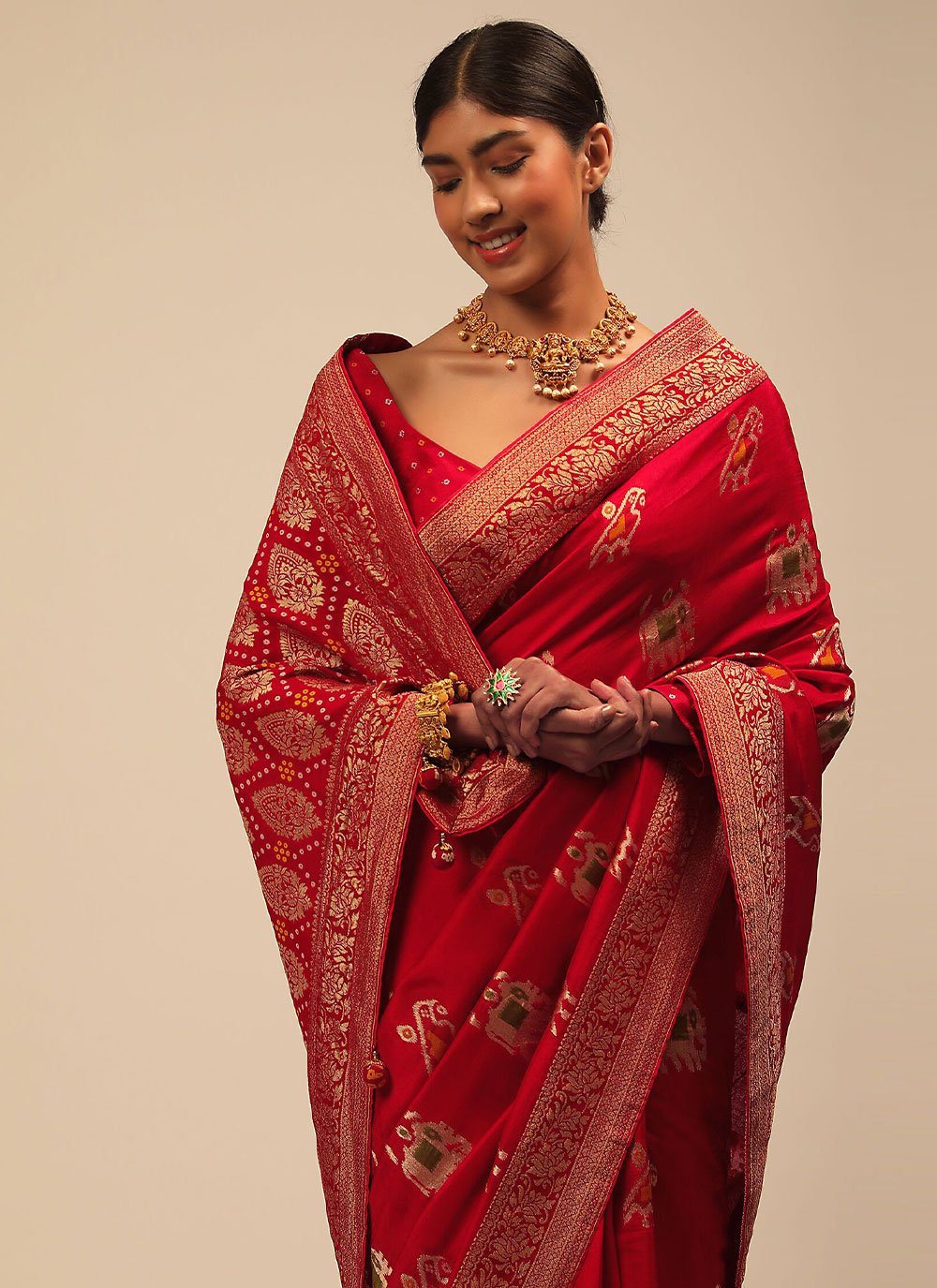 Trendy Saree Art Banarasi Silk Red Woven Saree