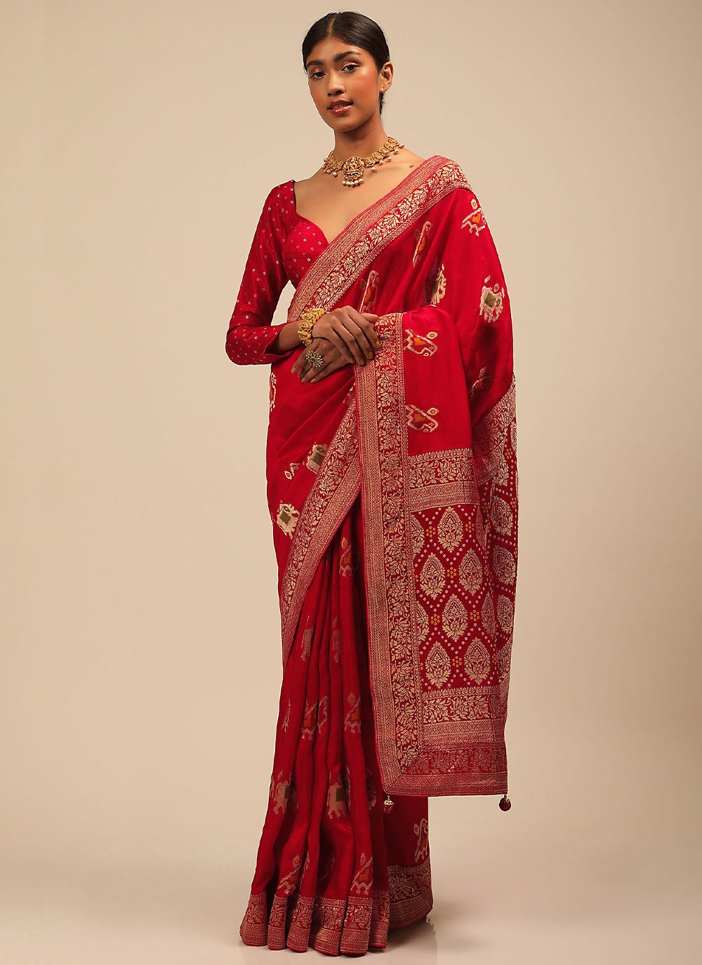 Trendy Saree Art Banarasi Silk Red Woven Saree