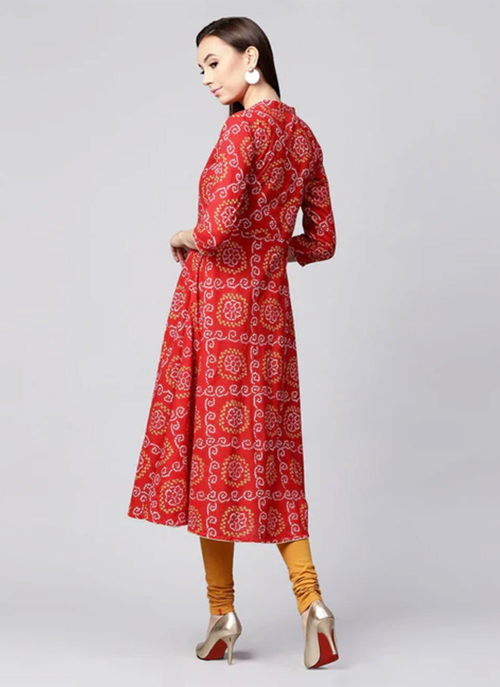 Designer Kurti Cotton Red Print Kurtis