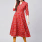 Designer Kurti Cotton Red Print Kurtis