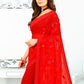 Classic Georgette Silk Red Patch Border Saree