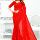 Classic Georgette Silk Red Patch Border Saree