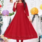 Gown Rayon Red Chikankari Work Gown