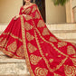 Trendy Saree Vichitra Silk Red Diamond Saree