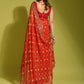 Classic Chiffon Georgette Red Embroidered Saree