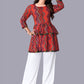 Party Wear Kurti Rayon Red Foil Print Kurtis