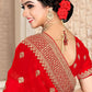 Classic Georgette Red Embroidered Saree