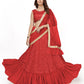 A Line Lehenga Georgette Red Embroidered Lehenga Choli