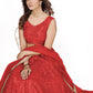 A Line Lehenga Georgette Red Embroidered Lehenga Choli