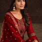 Salwar Suit Georgette Red Embroidered Salwar Kameez