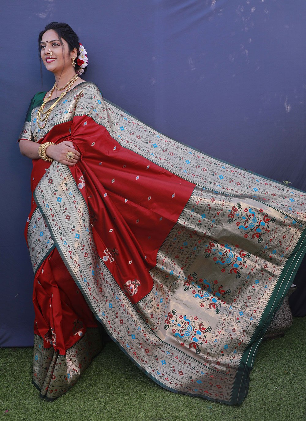 Classic Banarasi Silk Red Jacquard Work Saree