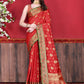 Trendy Saree Katan Silk Red Patch Border Saree