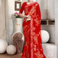 Classic Satin Red Lace Saree