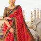 Trendy Saree Fancy Fabric Red Embroidered Saree