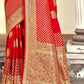 Traditional Saree Banarasi Silk Red Weaving Saree
