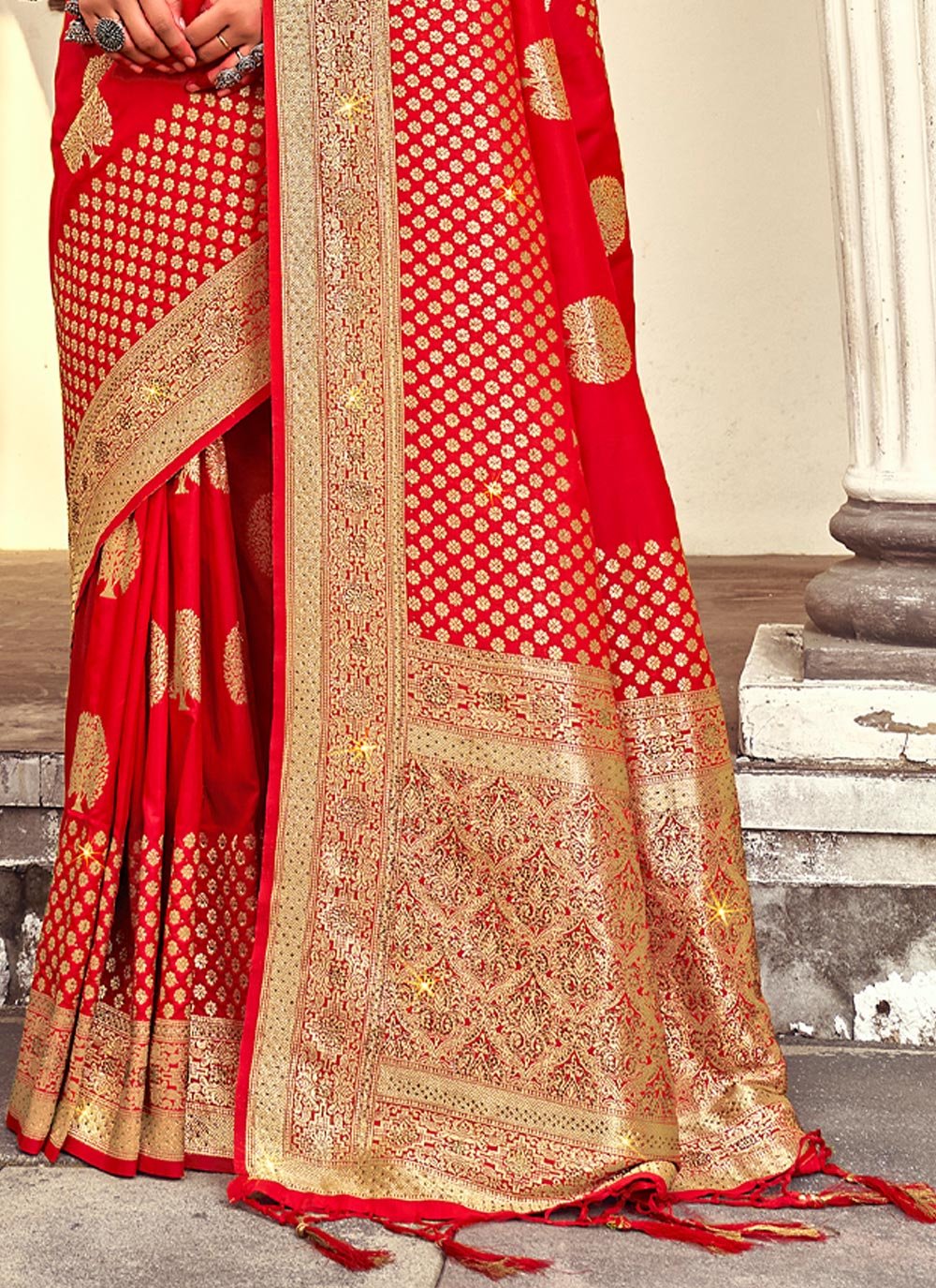 Traditional Saree Banarasi Silk Red Weaving Saree