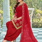 Salwar Suit Faux Georgette Red Embroidered Salwar Kameez