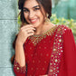 Salwar Suit Faux Georgette Red Embroidered Salwar Kameez