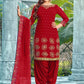 Salwar Suit Faux Georgette Red Embroidered Salwar Kameez