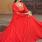 Gown Muslin Red Embroidered Gown