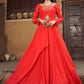 Gown Muslin Red Embroidered Gown