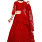 A Line Lehenga Net Red Embroidered Lehenga Choli