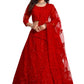 A Line Lehenga Net Red Embroidered Lehenga Choli