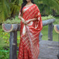 Classic Organza Silk Red Strips Print Saree