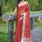 Classic Organza Silk Red Strips Print Saree
