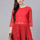 Party Wear Kurti Organza Red Print Kurtis