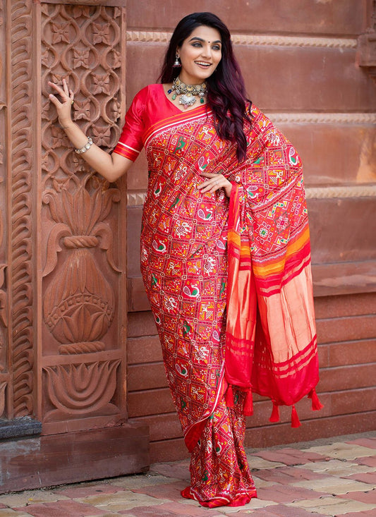 Classic Patola Silk Red Patola Print Saree