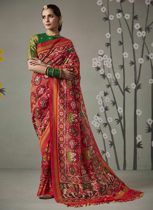 Classic Patola Silk Red Weaving Saree