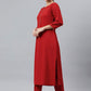 Pant Style Suit Crepe Silk Red Plain Salwar Kameez