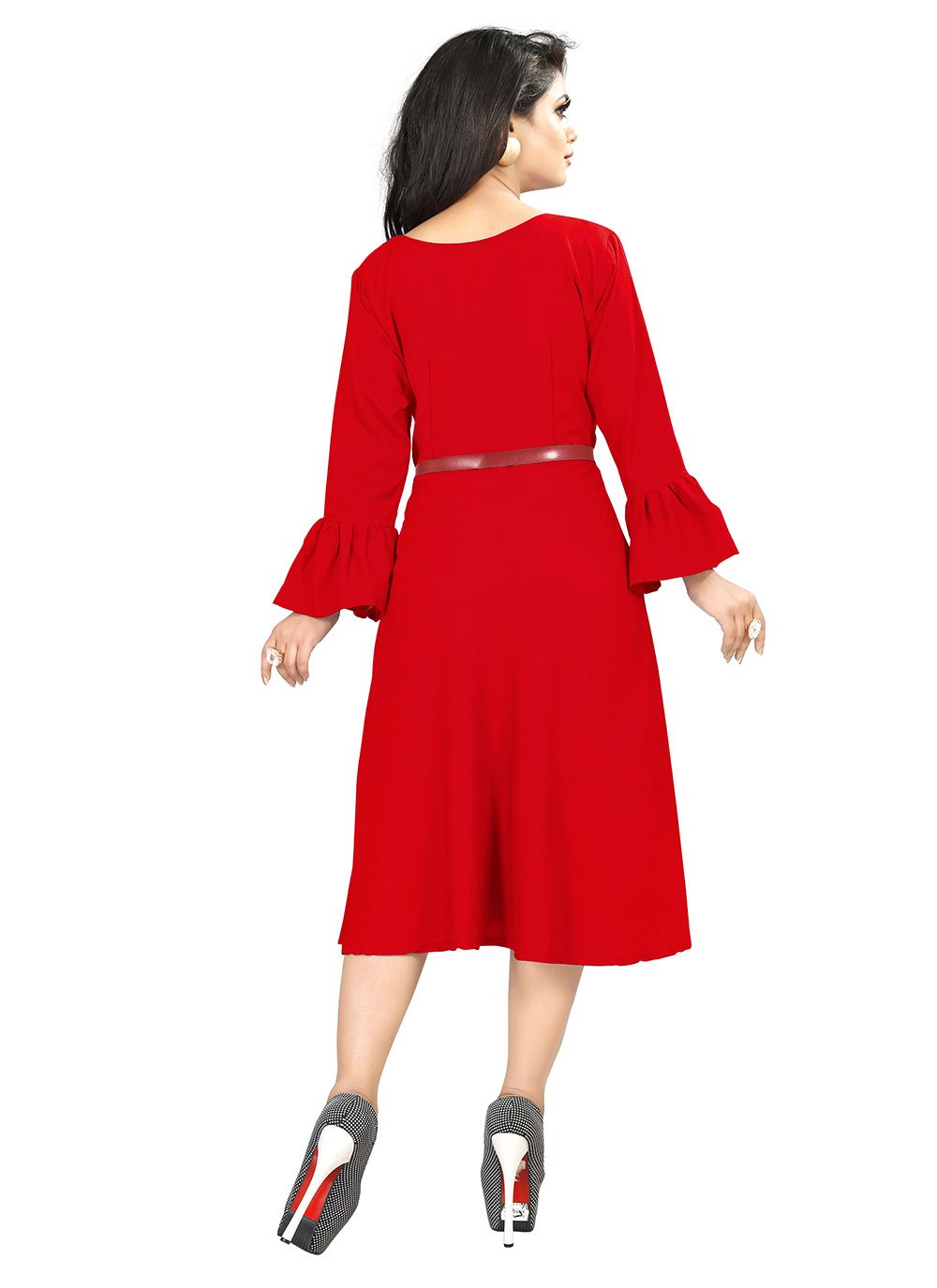 Designer Kurti Rayon Red Plain Kurtis