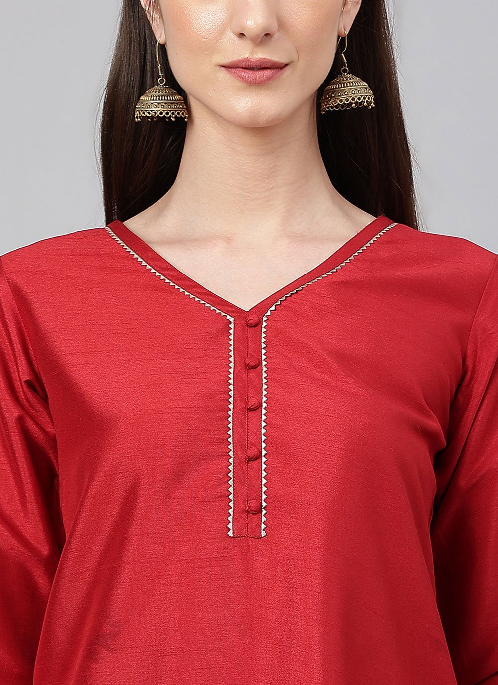 Trendy Suit Faux Crepe Red Plain Salwar Kameez