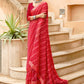 Classic Georgette Red Print Saree