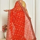 Classic Georgette Red Embroidered Saree